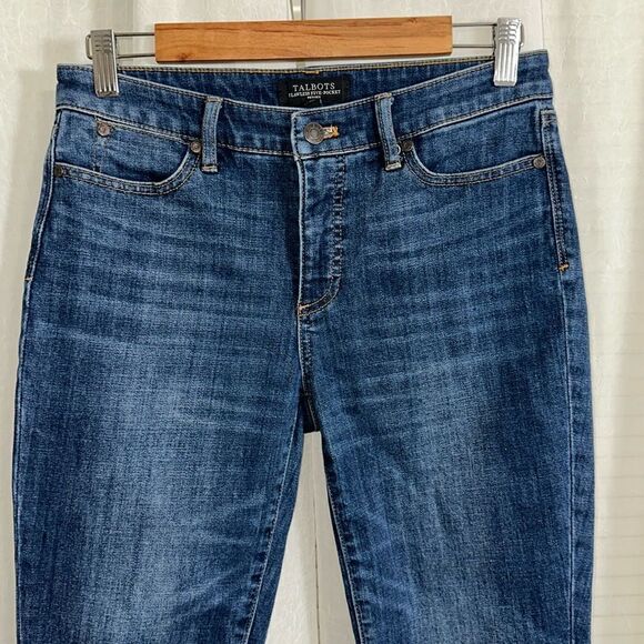 Talbots 6P Blue Flawless Five Pocket Crop Raw Fringe  Hem Denim Jeans - Picture 5 of 14